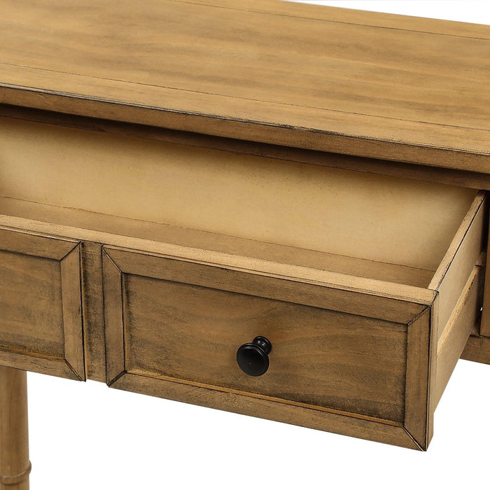 Console Table Sofa Table Easy Assembly with Two Storage Drawers and Bottom Shelf for Living Room, Entryway - DTYStore