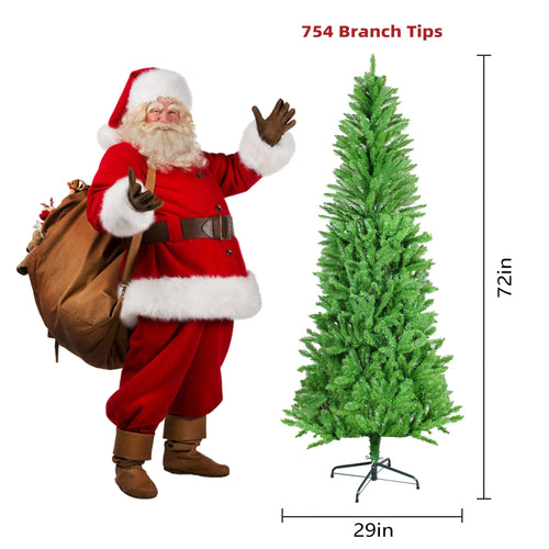 6FT Classic Pencil Christmas Tree is an 72-inch classic pencil-shaped Christmas tree suitable for both Halloween and Christmas. It features dense branches for realistic Christmas decorations - Image 5