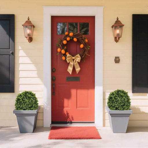 22in Artificial Topiary Boxwood Ball Trees for Outdoor Front Porch, Patio, Balcony or Home Decoration, UV Resistant Faux Shrubs, 2pcs/set Default -DTYStore