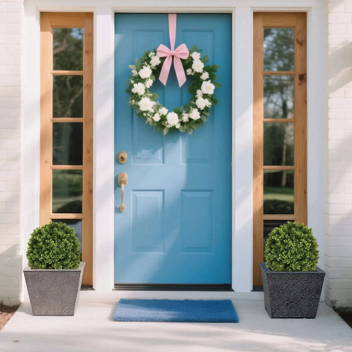 22in Artificial Topiary Boxwood Ball Trees for Outdoor Front Porch, Patio, Balcony or Home Decoration, UV Resistant Faux Shrubs, 2pcs/set Default -DTYStore