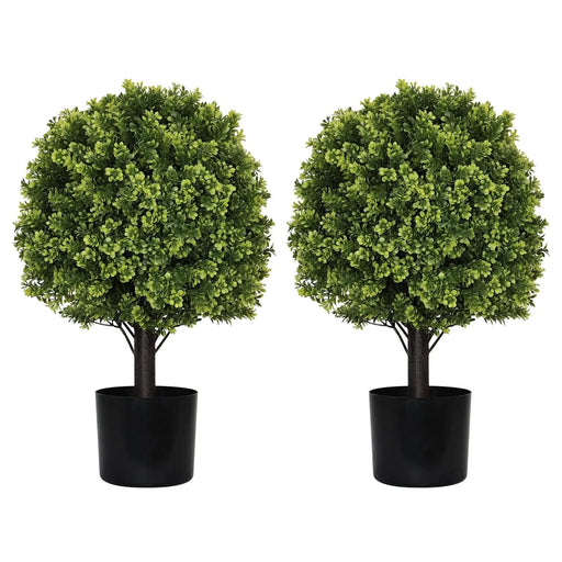 22in Artificial Topiary Boxwood Ball Trees for Outdoor Front Porch, Patio, Balcony or Home Decoration, UV Resistant Faux Shrubs, 2pcs/set Default -DTYStore