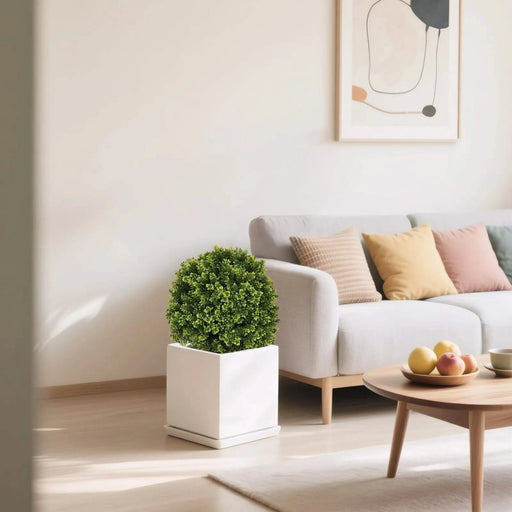 22in Artificial Topiary Boxwood Ball Trees for Outdoor Front Porch, Patio, Balcony or Home Decoration, UV Resistant Faux Shrubs, 2pcs/set Default -DTYStore