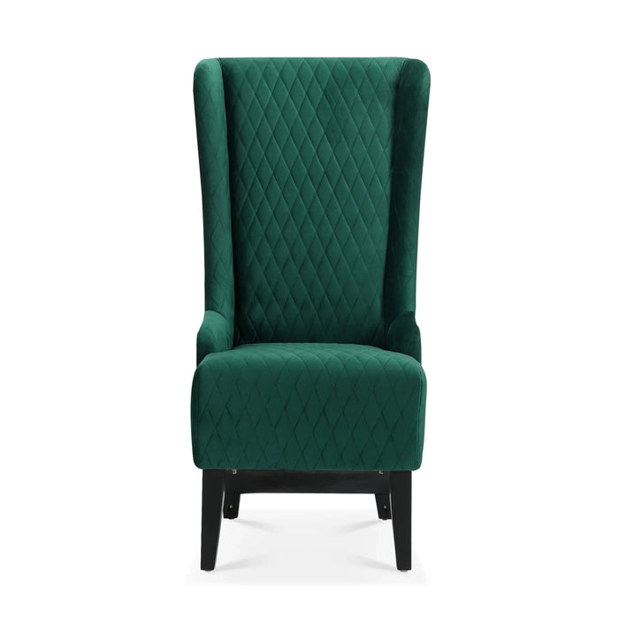 23.03' Wide High-Back Velvet Accent Chair, Comfy High Wingback Chair, Living Room Chair with Soft Padded & Wooden Legs, Modern Side Chair for Living Room, Bedroom, Green Default -DTYStore