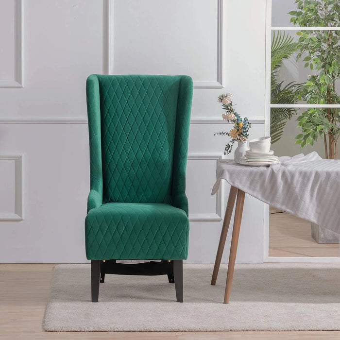 23.03' Wide High-Back Velvet Accent Chair, Comfy High Wingback Chair, Living Room Chair with Soft Padded & Wooden Legs, Modern Side Chair for Living Room, Bedroom, Green Default -DTYStore