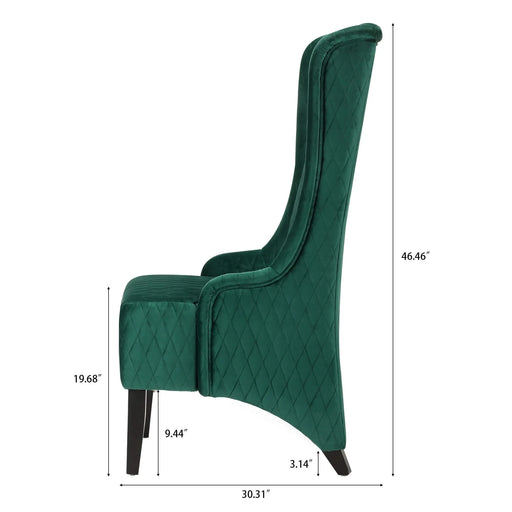 23.03' Wide High-Back Velvet Accent Chair, Comfy High Wingback Chair, Living Room Chair with Soft Padded & Wooden Legs, Modern Side Chair for Living Room, Bedroom, Green Default -DTYStore
