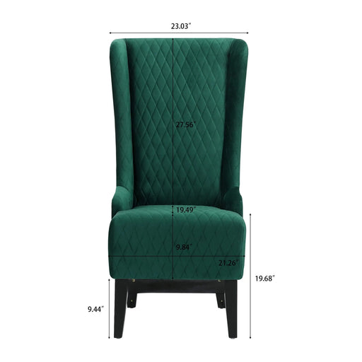 23.03' Wide High-Back Velvet Accent Chair, Comfy High Wingback Chair, Living Room Chair with Soft Padded & Wooden Legs, Modern Side Chair for Living Room, Bedroom, Green Default -DTYStore