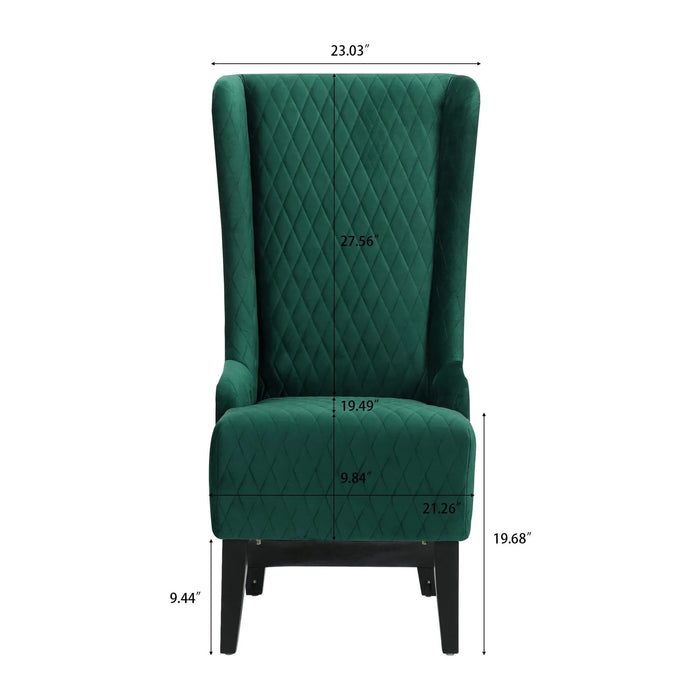 23.03' Wide High-Back Velvet Accent Chair, Comfy High Wingback Chair, Living Room Chair with Soft Padded & Wooden Legs, Modern Side Chair for Living Room, Bedroom, Green Default -DTYStore