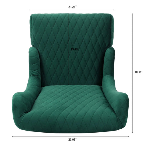 23.03' Wide High-Back Velvet Accent Chair, Comfy High Wingback Chair, Living Room Chair with Soft Padded & Wooden Legs, Modern Side Chair for Living Room, Bedroom, Green Default -DTYStore