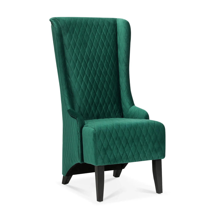23.03' Wide High-Back Velvet Accent Chair, Comfy High Wingback Chair, Living Room Chair with Soft Padded & Wooden Legs, Modern Side Chair for Living Room, Bedroom, Green Default -DTYStore