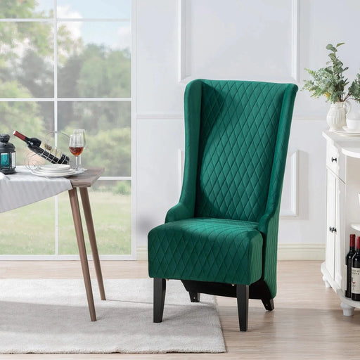 23.03' Wide High-Back Velvet Accent Chair, Comfy High Wingback Chair, Living Room Chair with Soft Padded & Wooden Legs, Modern Side Chair for Living Room, Bedroom, Green Default -DTYStore