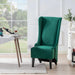 23.03' Wide High-Back Velvet Accent Chair, Comfy High Wingback Chair, Living Room Chair with Soft Padded & Wooden Legs, Modern Side Chair for Living Room, Bedroom, Green Default -DTYStore