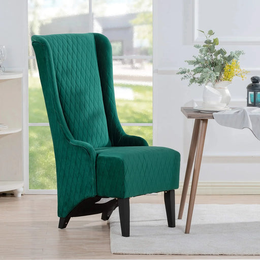 23.03' Wide High-Back Velvet Accent Chair, Comfy High Wingback Chair, Living Room Chair with Soft Padded & Wooden Legs, Modern Side Chair for Living Room, Bedroom, Green Default -DTYStore