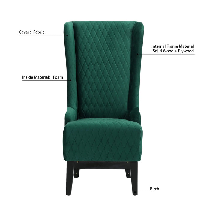 23.03' Wide High-Back Velvet Accent Chair, Comfy High Wingback Chair, Living Room Chair with Soft Padded & Wooden Legs, Modern Side Chair for Living Room, Bedroom, Green Default -DTYStore