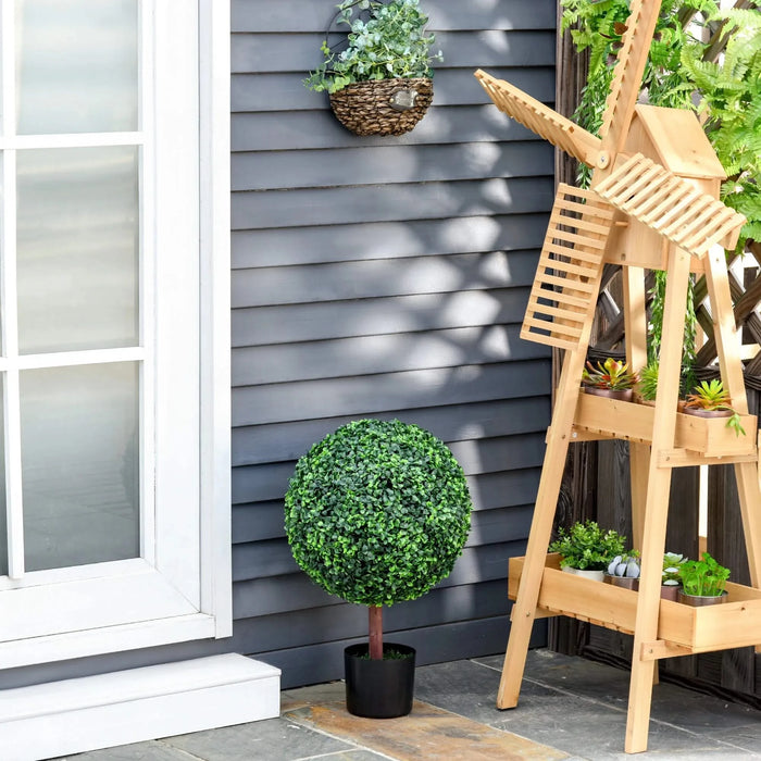 23.5' Artificial Boxwood Topiary Ball Tree, Fake Decorative Plant, Nursery Pot Included for Home, Balcony, Backyard and Garden Default -DTYStore