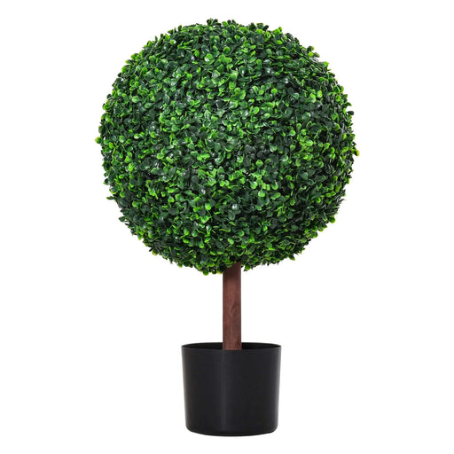 23.5' Artificial Boxwood Topiary Ball Tree, Fake Decorative Plant, Nursery Pot Included for Home, Balcony, Backyard and Garden Default -DTYStore