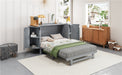 Full Murphy Bed with Hidden Storage & Modern Woven Design,Gray - DTYStore