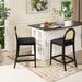 Panama 26.5' Curved Back Cane Rattan Counter Stool, Set of 2, Ebony Black Boucle - DTYStore