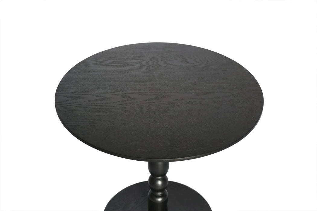 23'' Black Accent Round Table, Round Side Table, Small Table for Small Spaces, Modern Accent Nightstand with Solid Wood Leg for Living Room, Bedroom, Corners, and Office (Black) Default -DTYStore