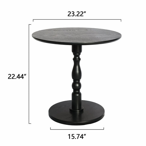 23'' Black Accent Round Table, Round Side Table, Small Table for Small Spaces, Modern Accent Nightstand with Solid Wood Leg for Living Room, Bedroom, Corners, and Office (Black) Default -DTYStore