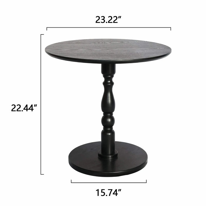 23'' Black Accent Round Table, Round Side Table, Small Table for Small Spaces, Modern Accent Nightstand with Solid Wood Leg for Living Room, Bedroom, Corners, and Office (Black) Default -DTYStore