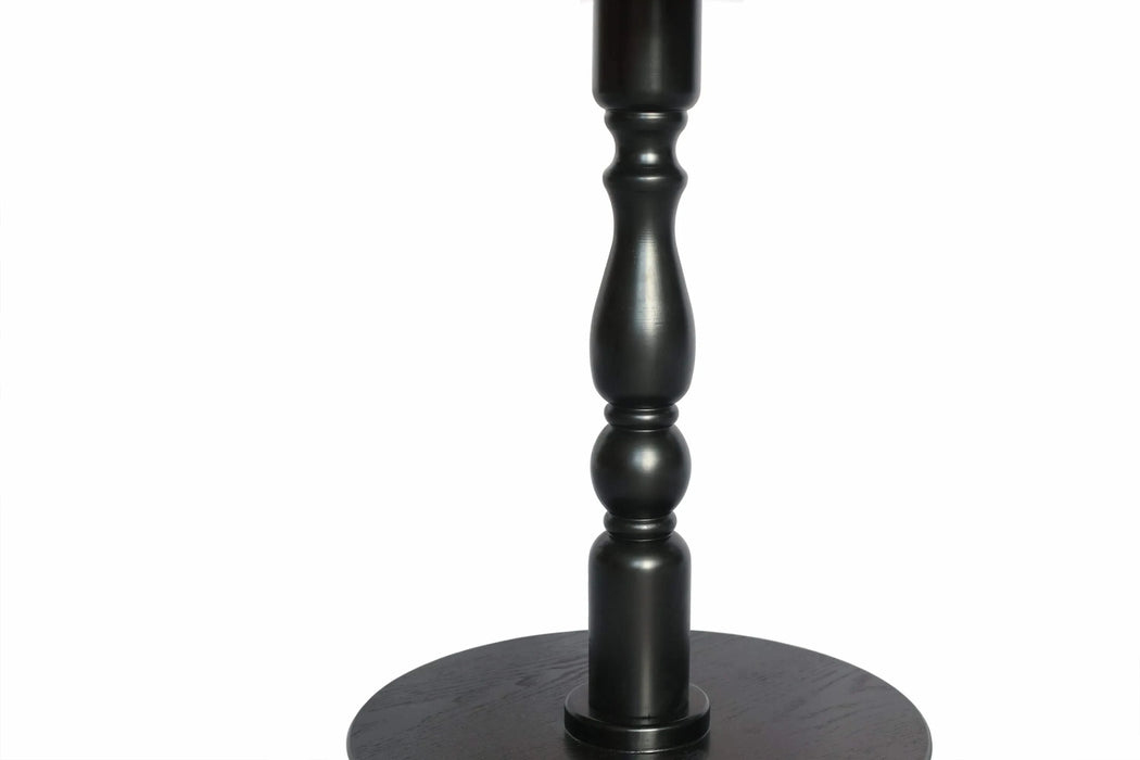 23'' Black Accent Round Table, Round Side Table, Small Table for Small Spaces, Modern Accent Nightstand with Solid Wood Leg for Living Room, Bedroom, Corners, and Office (Black) Default -DTYStore