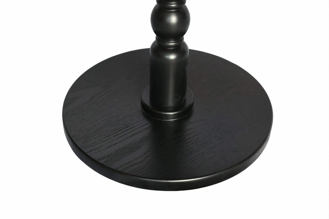 23'' Black Accent Round Table, Round Side Table, Small Table for Small Spaces, Modern Accent Nightstand with Solid Wood Leg for Living Room, Bedroom, Corners, and Office (Black) Default -DTYStore