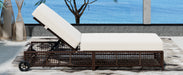 Outdoor Lounge Chair Set of 2, Patio Chaise Lounge with 5-Position Backrest, Rattan Outdoor Lounge Chair with Cushion and Wheels for Poolside, Backyard, Garden (Brown+Beige) - DTYStore