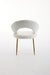 061-Set of 1 Teddy Fabric Dining Chairs With Curved Backrest and Golden Metal Legs for Kitchen or Dining Room ,White - DTYStore