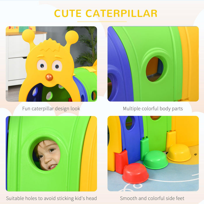 Caterpillar Tunnel for Kids, Outdoor Indoor Climb and Crawl Through, Play Equipment for Toddler 3-6, 4 Sections, for Daycare, Preschool, Playground, Multicolor