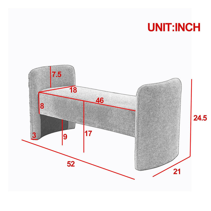 52" Modern Contemporary Design Ottoman Couch Long Bench for Bedroom End of Bed - DTYStore