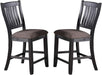 Dark Coffee Classic Wood Kitchen Dining Room Set of 2 High Chairs Fabric upholstered Seat Unique Design Back Counter Height Chairs - DTYStore