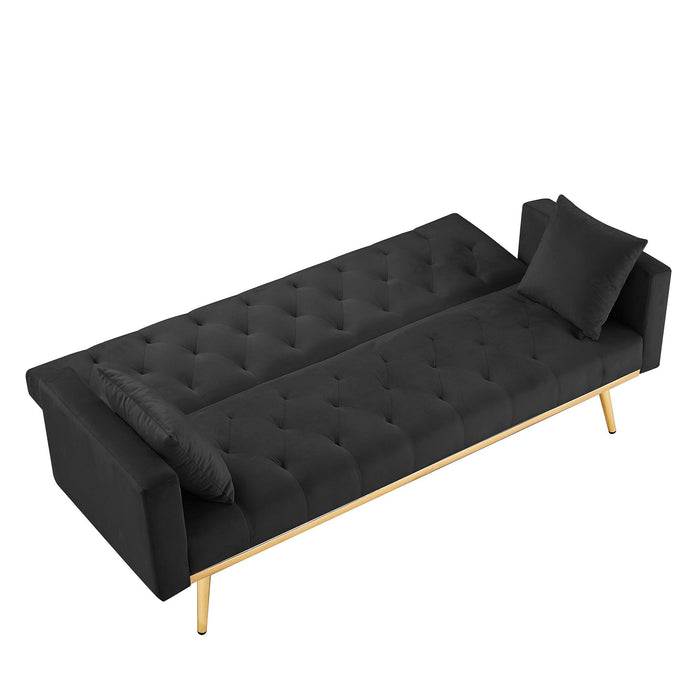 BLACK Convertible Folding Futon Sofa Bed , Sleeper Sofa Couch for Compact Living Space. - DTYStore