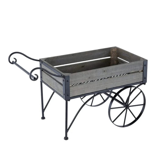 24.4x12.6x15.4' Rustic Black Trolley Cart Plant Stand, Planter Default -DTYStore