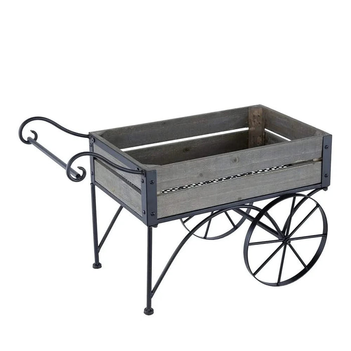 24.4x12.6x15.4' Rustic Black Trolley Cart Plant Stand, Planter Default -DTYStore