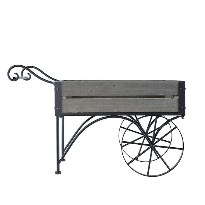 24.4x12.6x15.4' Rustic Black Trolley Cart Plant Stand, Planter Default -DTYStore