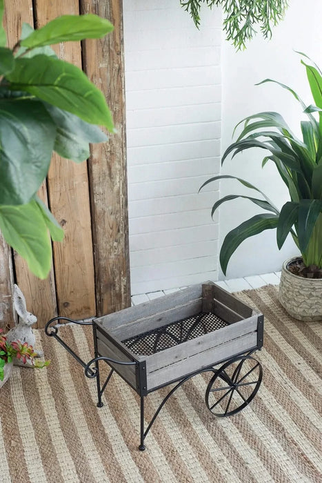 24.4x12.6x15.4' Rustic Black Trolley Cart Plant Stand, Planter Default -DTYStore