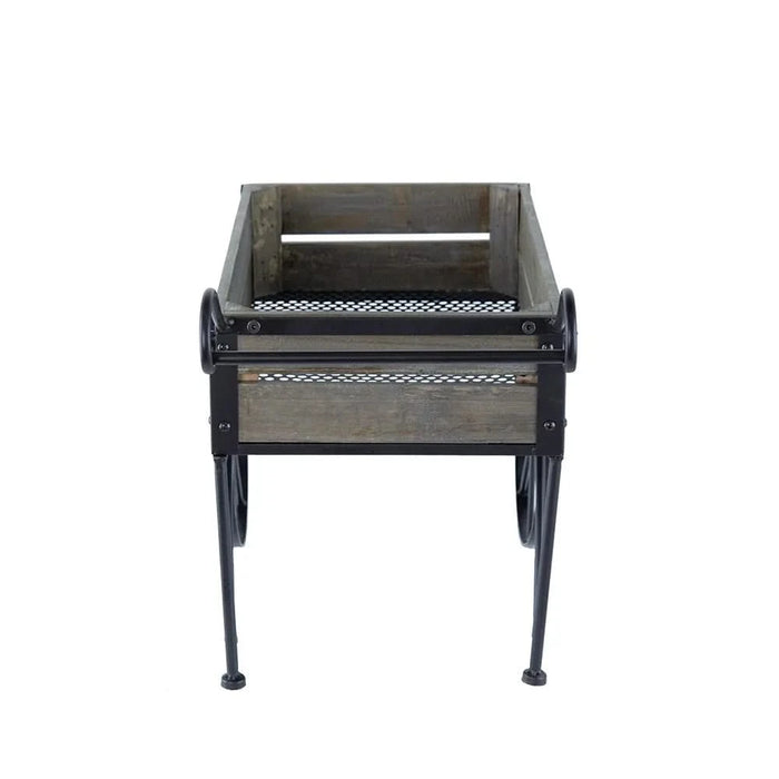 24.4x12.6x15.4' Rustic Black Trolley Cart Plant Stand, Planter Default -DTYStore