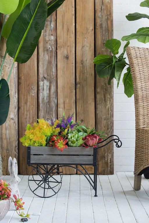 24.4x12.6x15.4' Rustic Black Trolley Cart Plant Stand, Planter Default -DTYStore