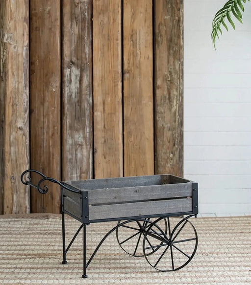 24.4x12.6x15.4' Rustic Black Trolley Cart Plant Stand, Planter Default -DTYStore