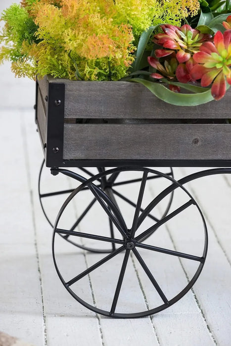 24.4x12.6x15.4' Rustic Black Trolley Cart Plant Stand, Planter Default -DTYStore