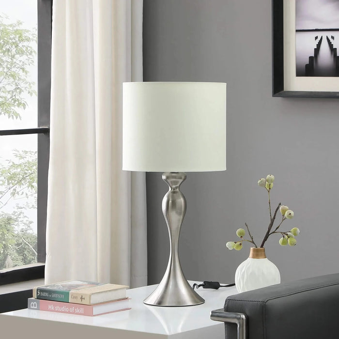 24.5' In Bailey Brushed Silver Modern Candlestick Metal Table Lamp Default -DTYStore