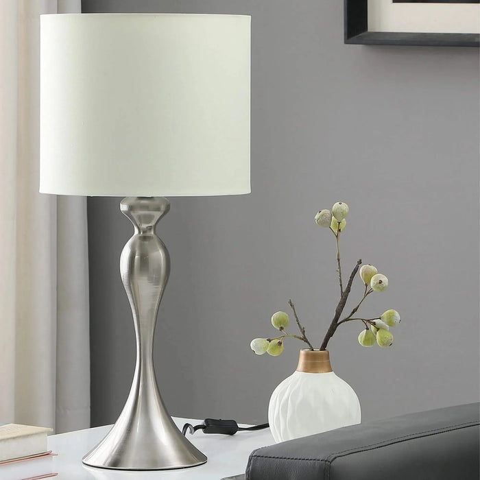 24.5' In Bailey Brushed Silver Modern Candlestick Metal Table Lamp Default -DTYStore