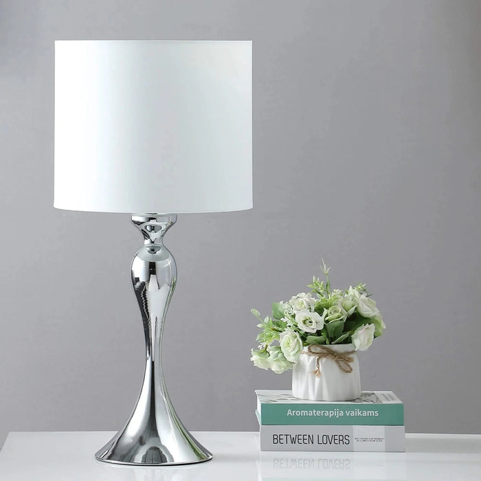 24.5' In Bailey Dark Silver Chrome Modern Candlestick Metal Table Lamp Default -DTYStore