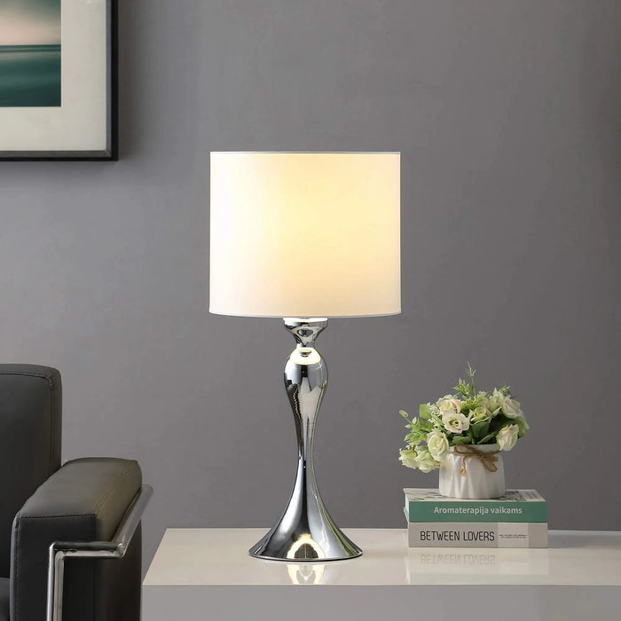 24.5' In Bailey Dark Silver Chrome Modern Candlestick Metal Table Lamp Default -DTYStore
