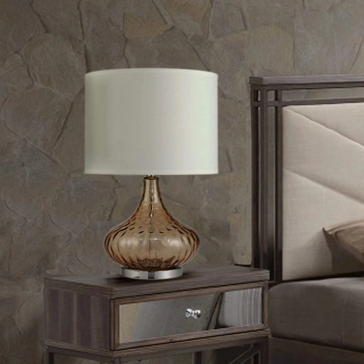 24.5' Tall Glass Table Lamp 'Courtney', Amber Glass and Chrome Silver Default -DTYStore