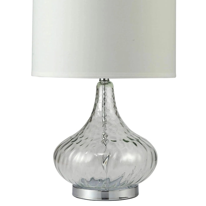 24.5' Tall Glass Table Lamp' Leann', Clear Glass and Chrome Silver Default -DTYStore
