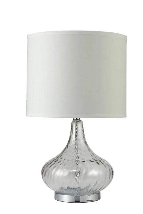 24.5' Tall Glass Table Lamp' Leann', Clear Glass and Chrome Silver Default -DTYStore