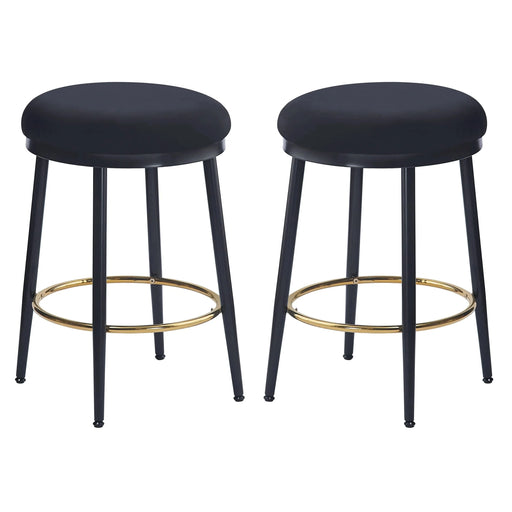 24.75'' Modern Counter Stools Set of 2,Black Counter Stools with iron Frame,Sponge cushion,Footrest,suitable for Kitchen/Bedroom/Dining Room Default -DTYStore