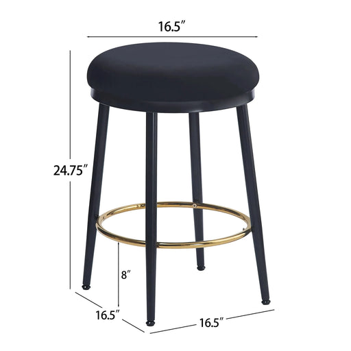 24.75'' Modern Counter Stools Set of 2,Black Counter Stools with iron Frame,Sponge cushion,Footrest,suitable for Kitchen/Bedroom/Dining Room Default -DTYStore