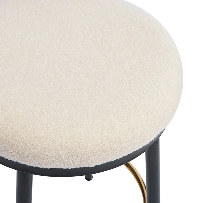 24.75'' Modern Counter Stools Set of 2,White Counter Stools with iron Frame,Sponge cushion,Footrest,suitable for Kitchen/Bedroom/Dining Room. Default -DTYStore